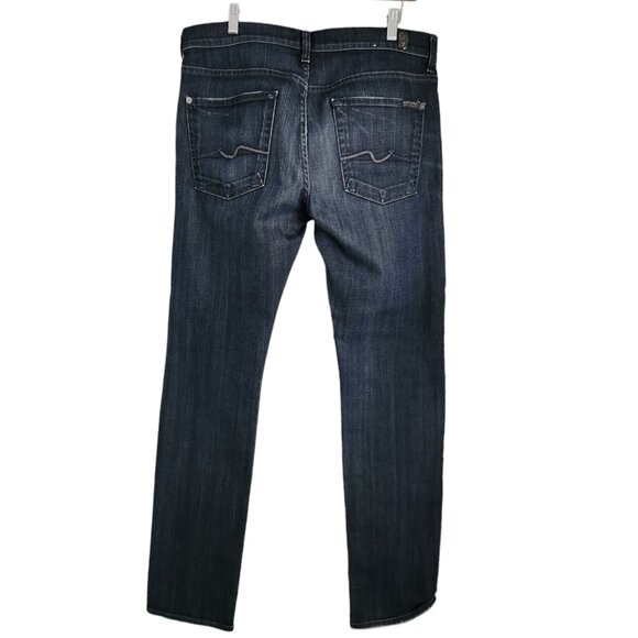 7 For All Mankind Men's Rhigby Button Fly Blue Denim Jeans Size 36 - Picture 12 of 14